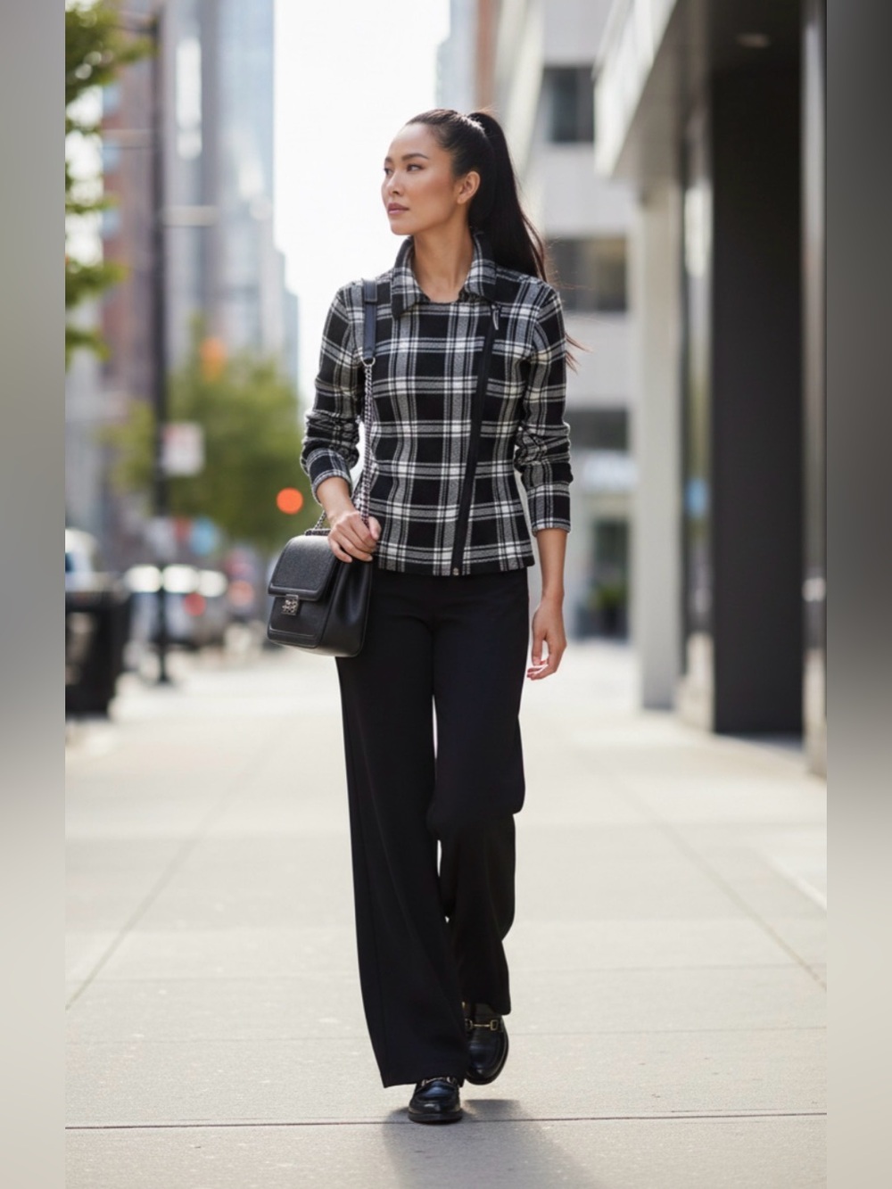 (#116) CHAPS Plaid Sweater Jacket